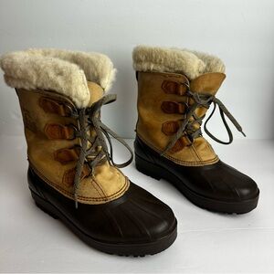 Vintage 90s Sorel Alpine Boots Women's 7 Hand Crafted Canada Caribou Leather